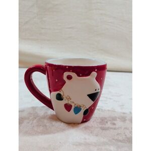 Oneida Polar Bear‎ Coffee Mug Red Holiday Christmas Earthenware Heart Lights